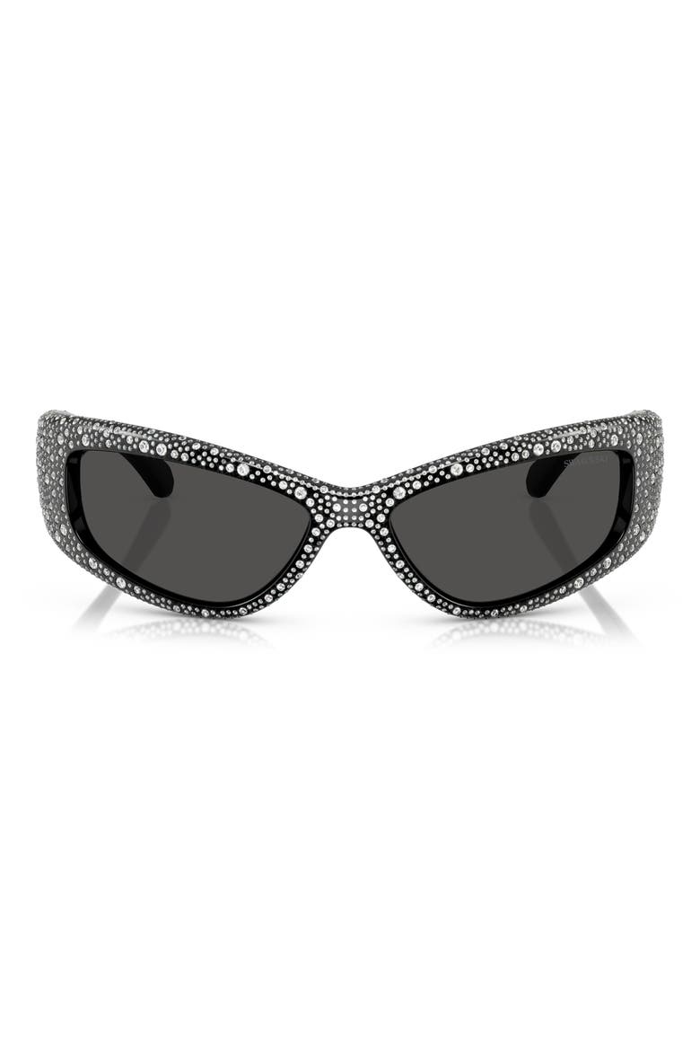 60mm Irregular Sunglasses, Main, color, BLACK