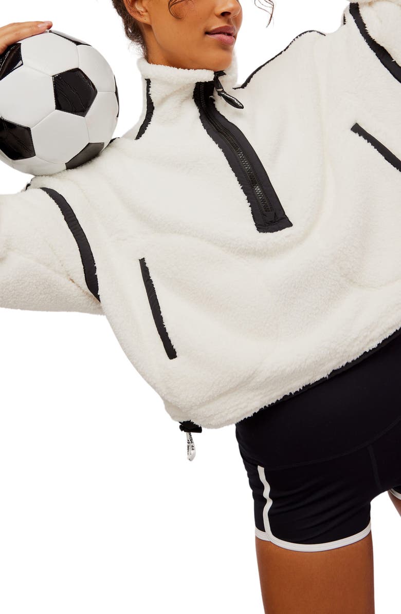 Free People FP Movement Mountain High Fleece Half Zip Pullover, Alternate, color, White Combo