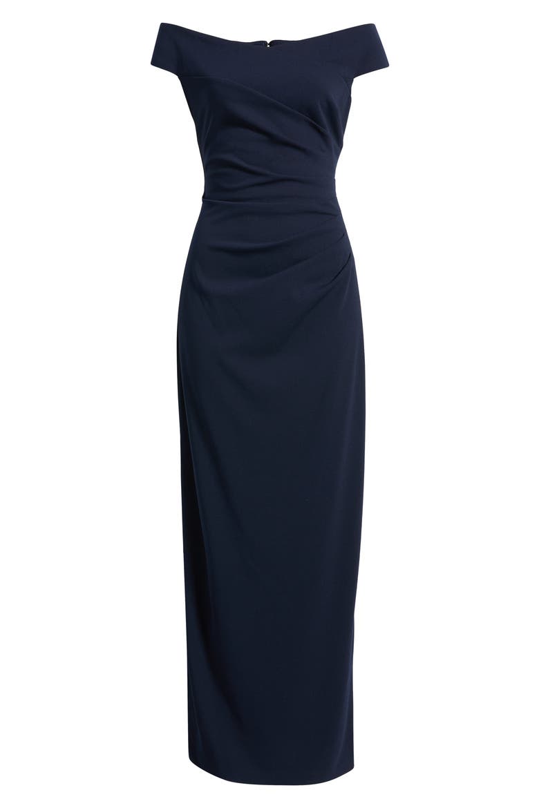 Off the Shoulder Ruched Dress, Main, color, NAVY