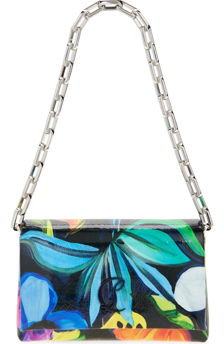 Christian Louboutin Loubi54 Floral Soft Naplak Leather Shoulder Bag, Main, color, Multi/ Navy