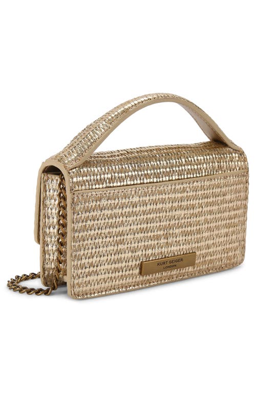 Kurt Geiger London Extra Small Bond Genuine Calf Hair & Leather Top Handle Bag In Gold