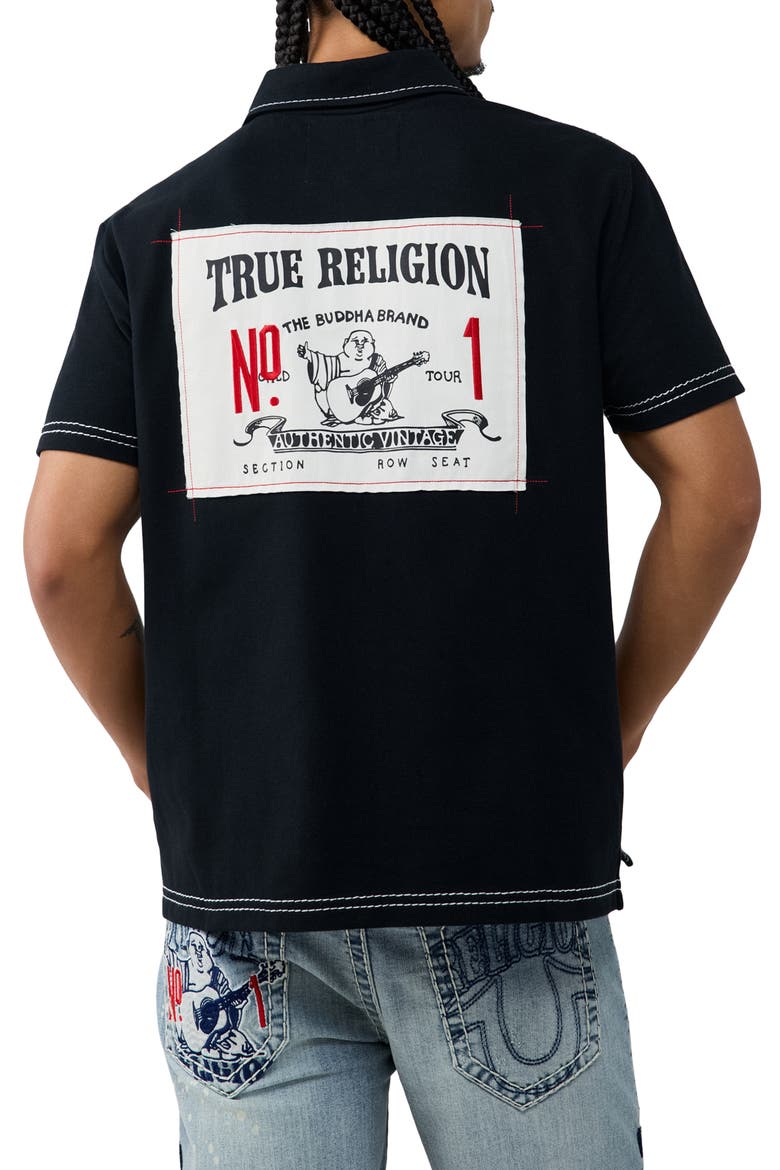 Buddha Graphic Polo, Alternate, color, JET BLACK