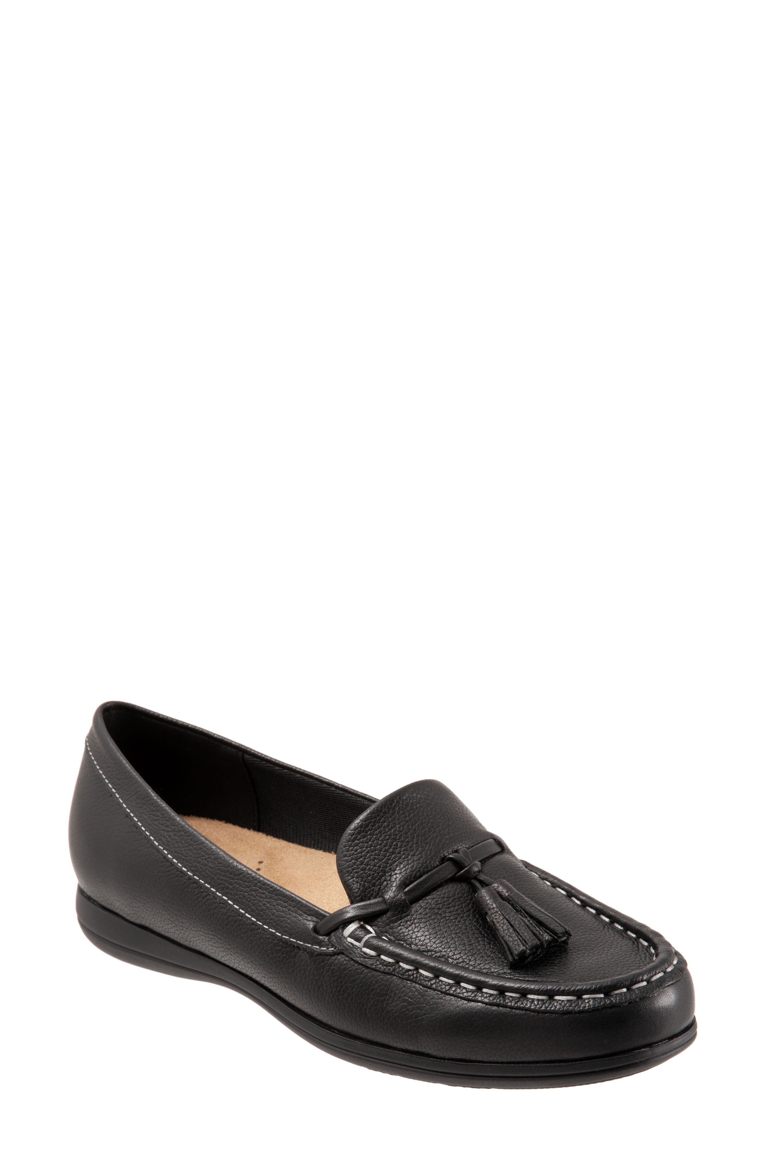 Trotters Dawson Tassel Loafer, Main, color, Black Leather