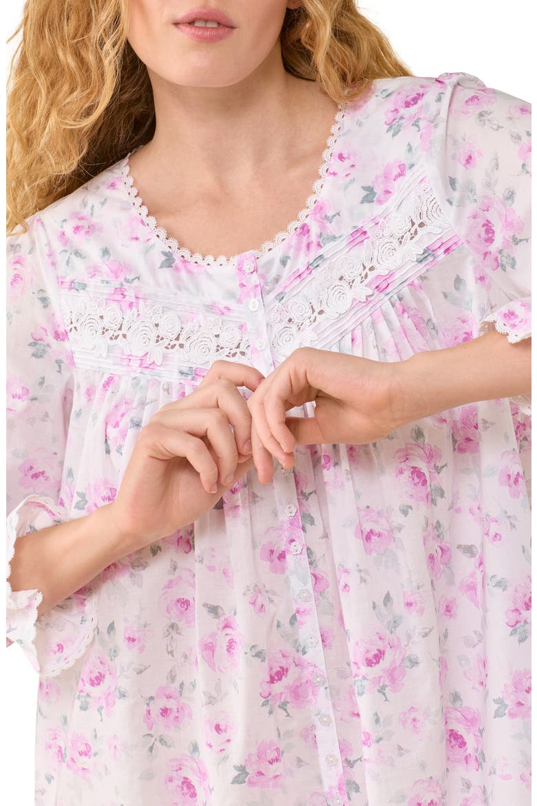 Floral Long Sleeve Cotton Robe, Alternate, color, ROSEBUD