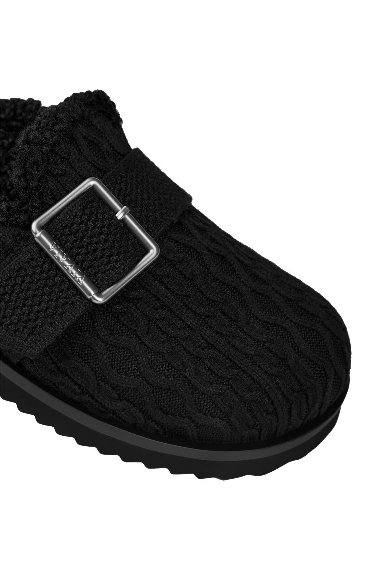 VIVAIA Round-Toe Wool Slippers, Alternate, color, Black