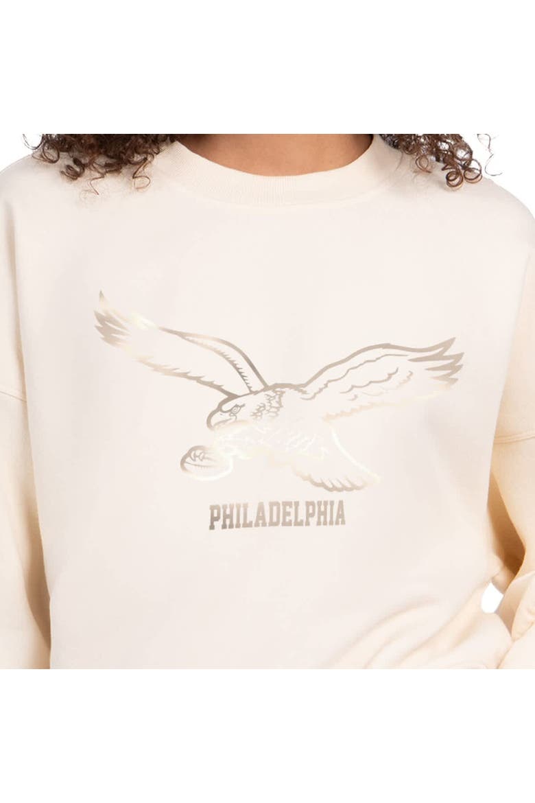 Women's Starter Cream Philadelphia Eagles Travel Pastels Boxy Fleece Sweatshirt, Alternate, color, Cream