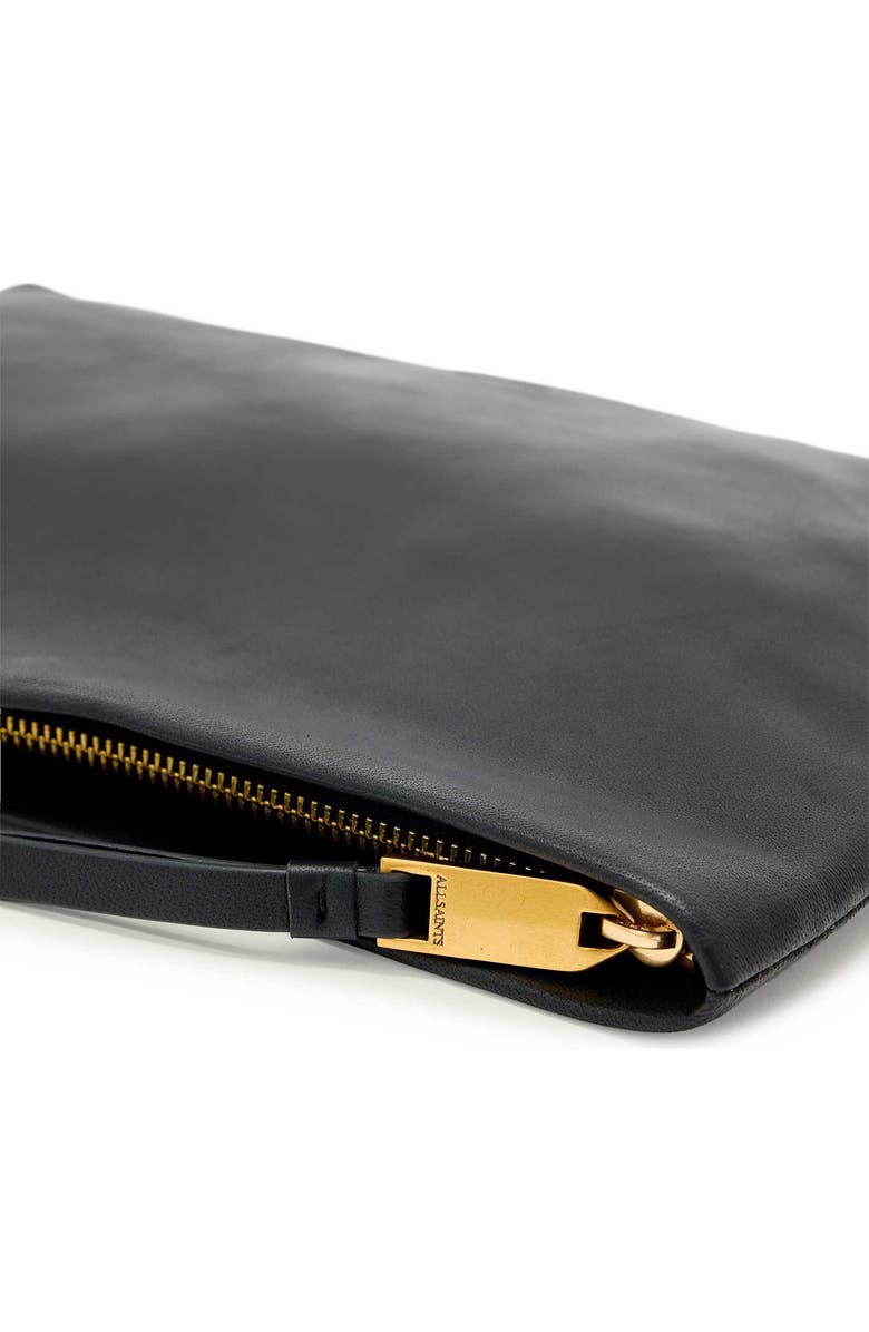 AllSaints Bettina Leather Clutch, Alternate, color, Black