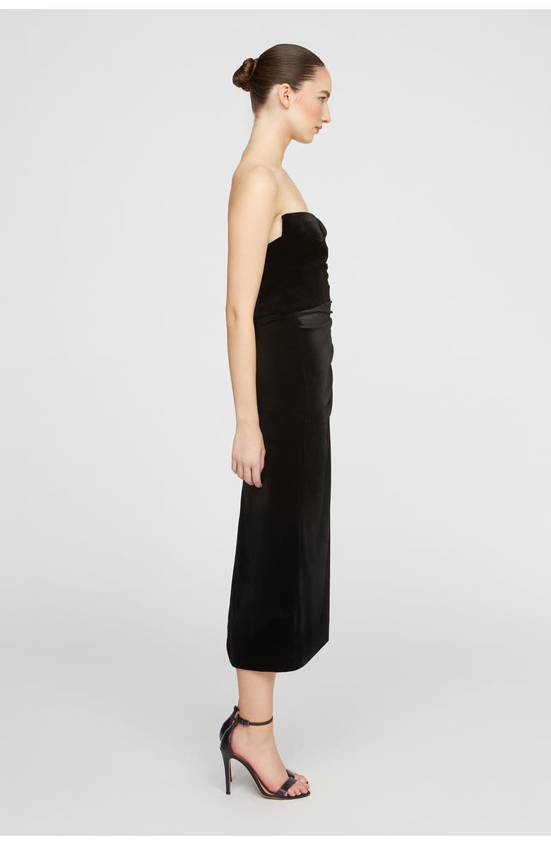 HALSTON Imara Velvet Midi Dress, Alternate, color, Black