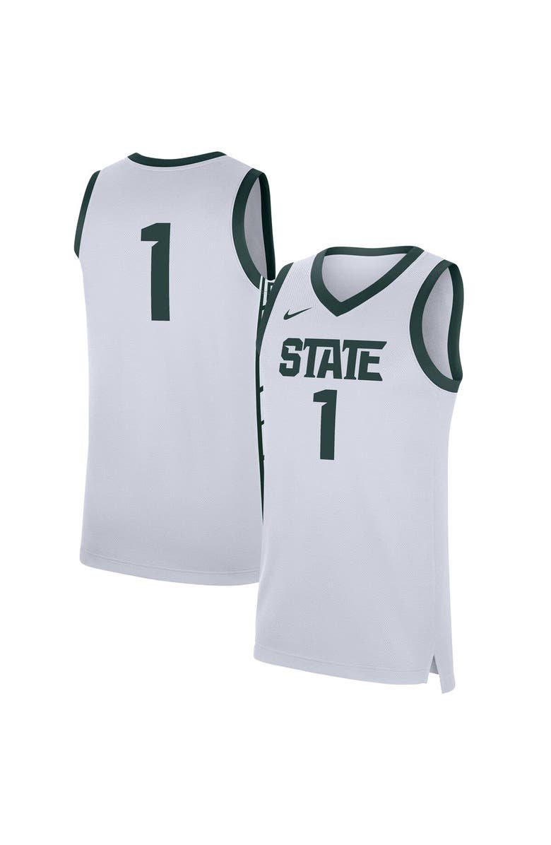 Nike Men's Nike #1 White Michigan State Spartans Replica Jersey, Main, color, White
