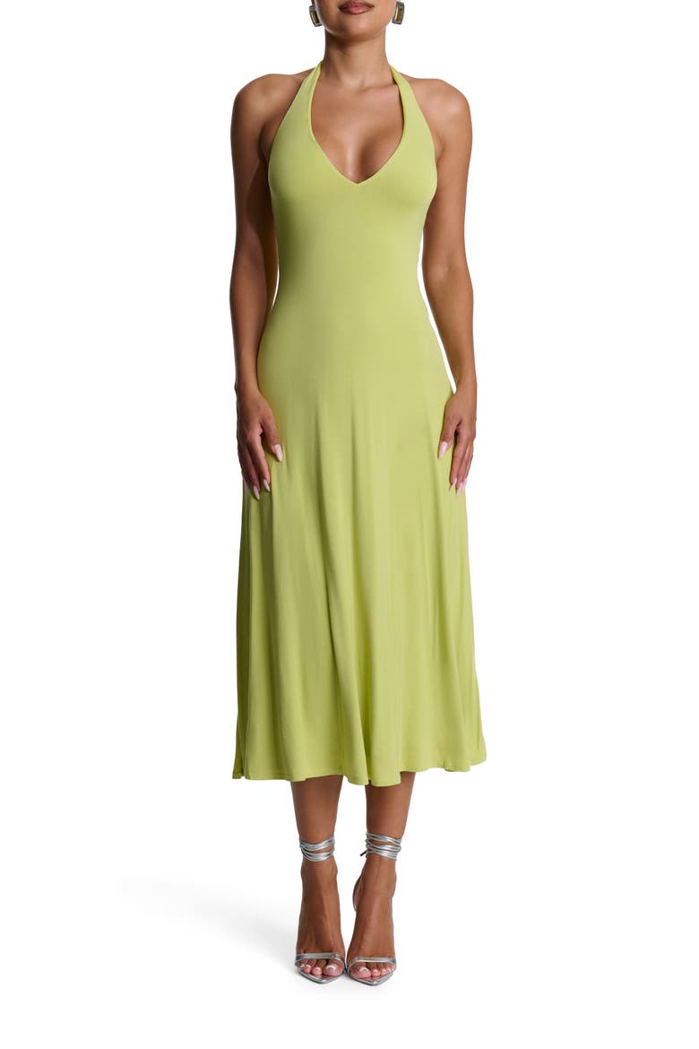 Halter Midi Dress, Main, color, CHARTREUSE