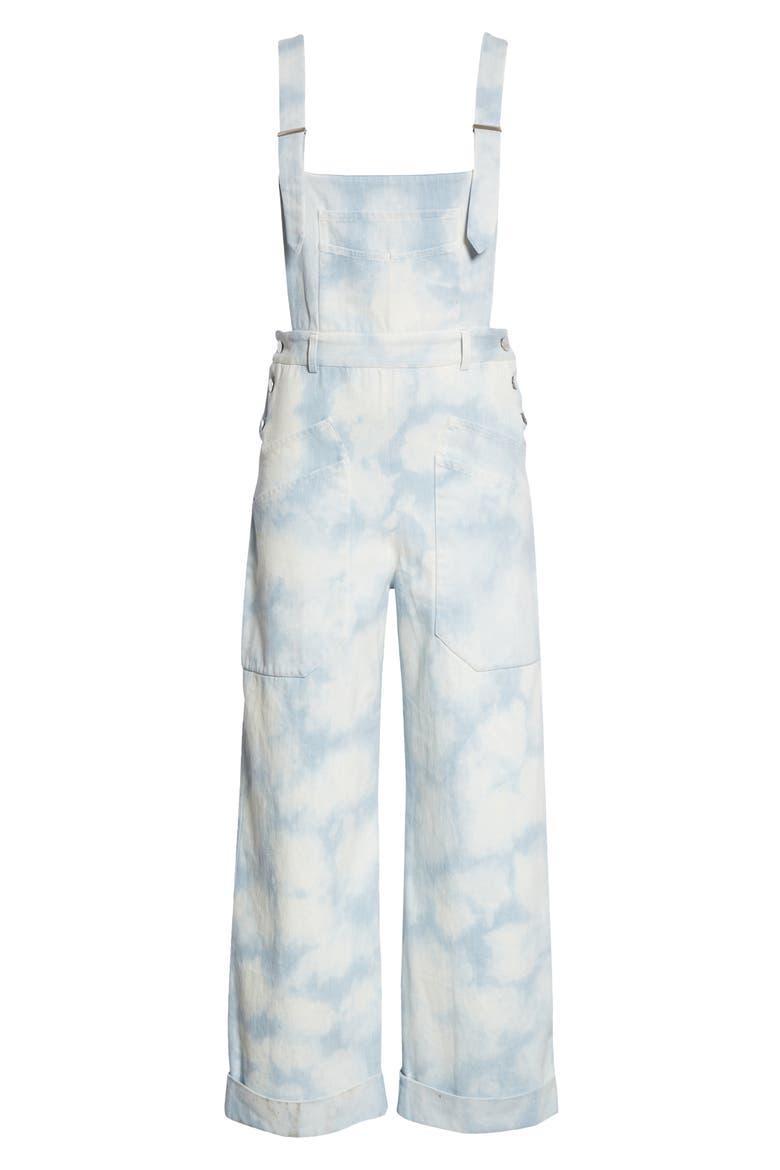 Print Denim Overalls, Alternate, color, LIGHT BLUE