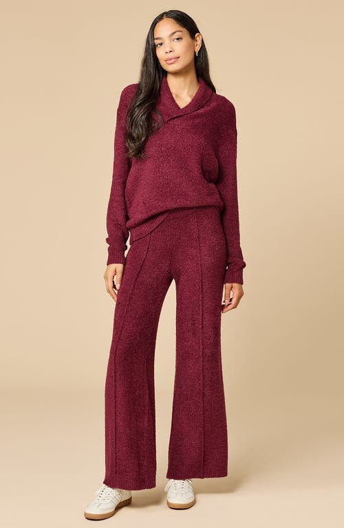Softies Ultra-marshmallow Shawl Collar With Pintuck Pant In Burgundy