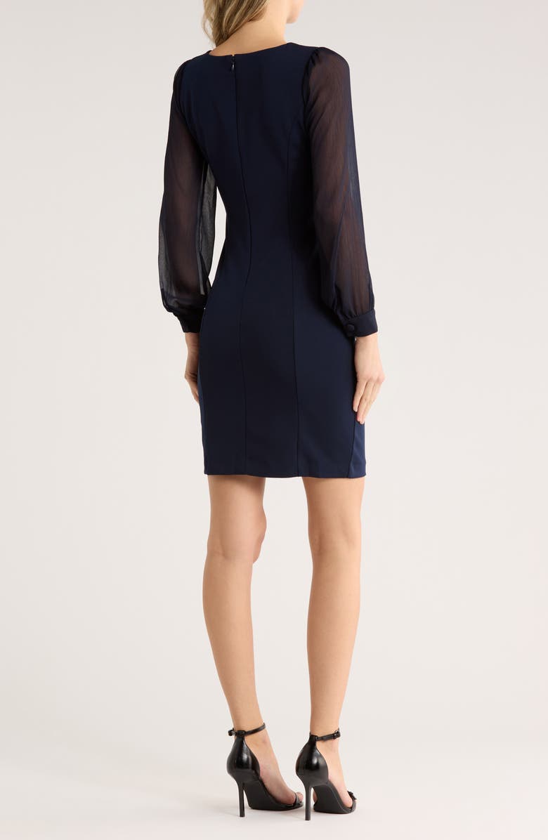 DKNY Chiffon Sleeve Hardware Accent Dress, Alternate, color, Navy