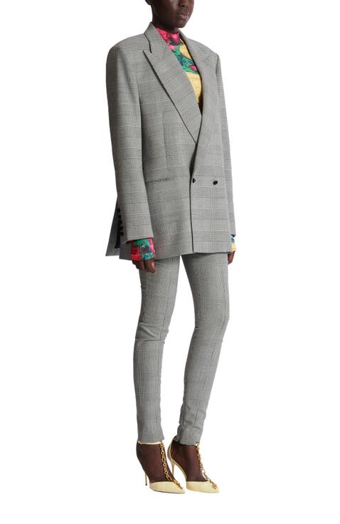 Oversized jacket in Prince of Wales jacquard