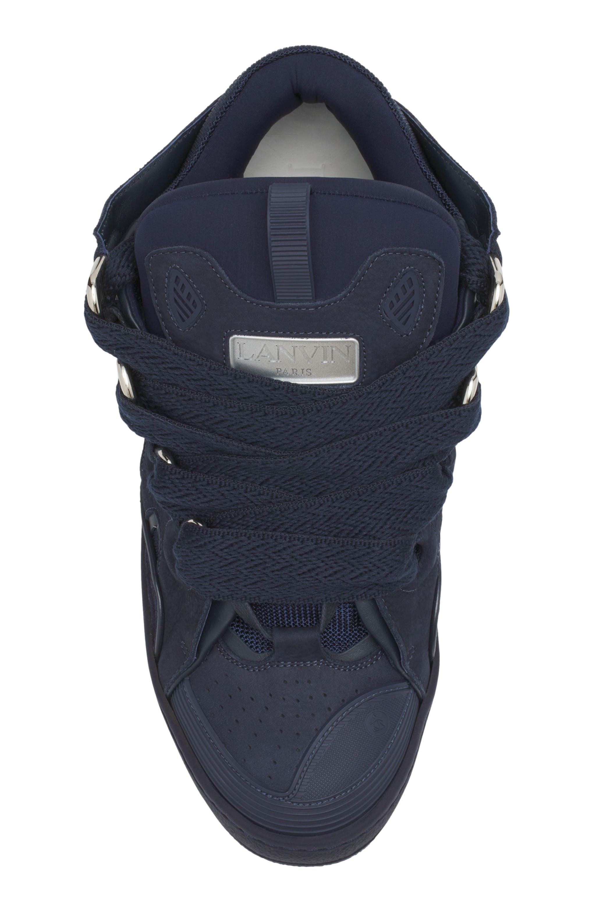 Curb Leather Sneakers, Alternate, color, Navy Blue