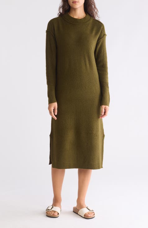 Stowe Ribbed Trim Sweater Dress