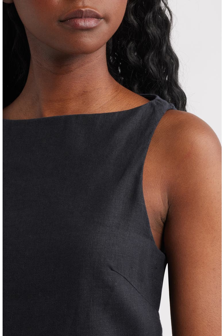 Sleeveless Linen Dress, Alternate, color, BLACK DARK