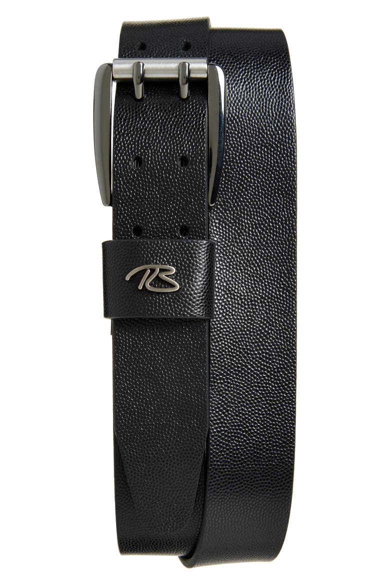 Valcourt Leather Belt, Main, color, BLACK