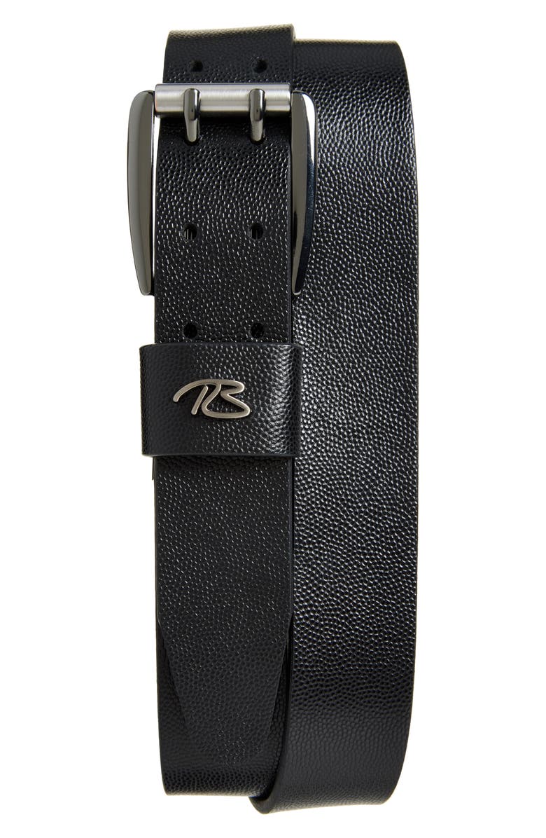 Robert Barakett Valcourt Leather Belt, Main, color, Black