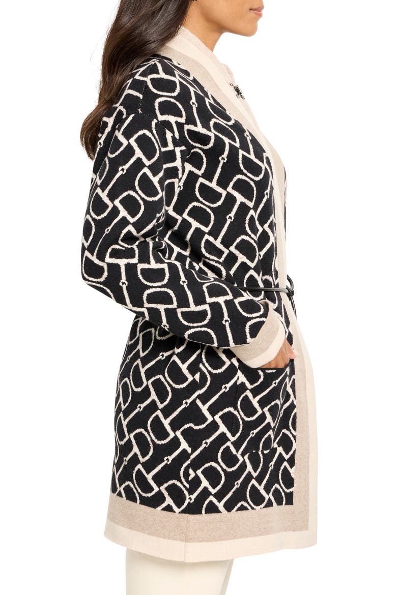 Belted Esquestrian Cardigan, Alternate, color, NEUTRAL MULTI