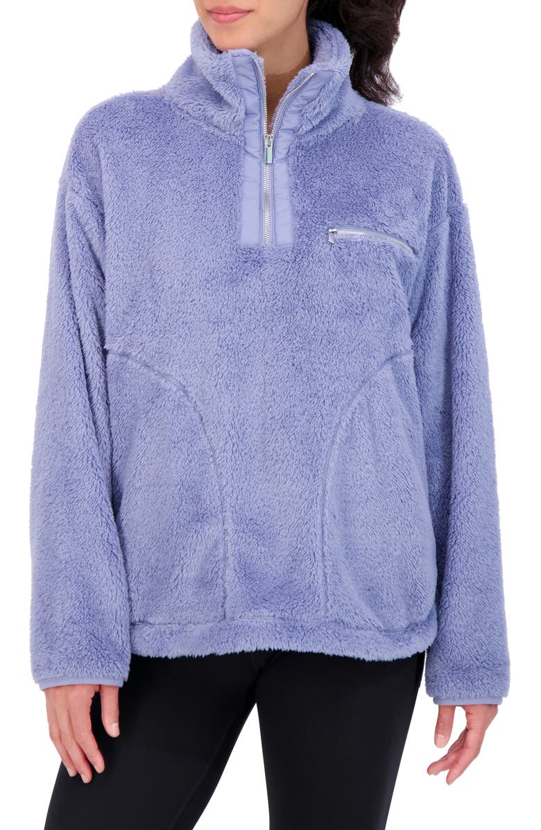 SAGE COLLECTIVE Satin Trim Faux Shearling Tunic, Main, color, 