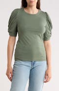 Renee C Solid Scrunched Sleeve Top
