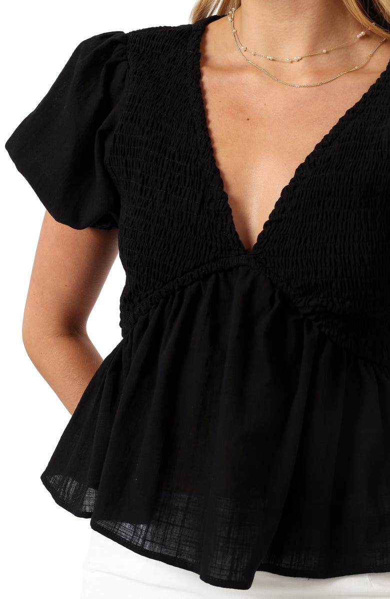 Petal & Pup Tamara Cotton Smocked Open Back Peplum Top, Alternate, color,