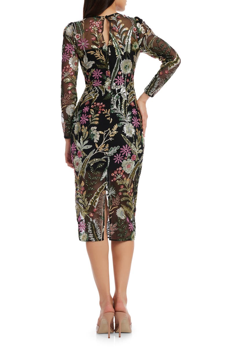 Dress the Population Sophia Floral Sequin Long Sleeve Cocktail Sheath Dress, Alternate, color,