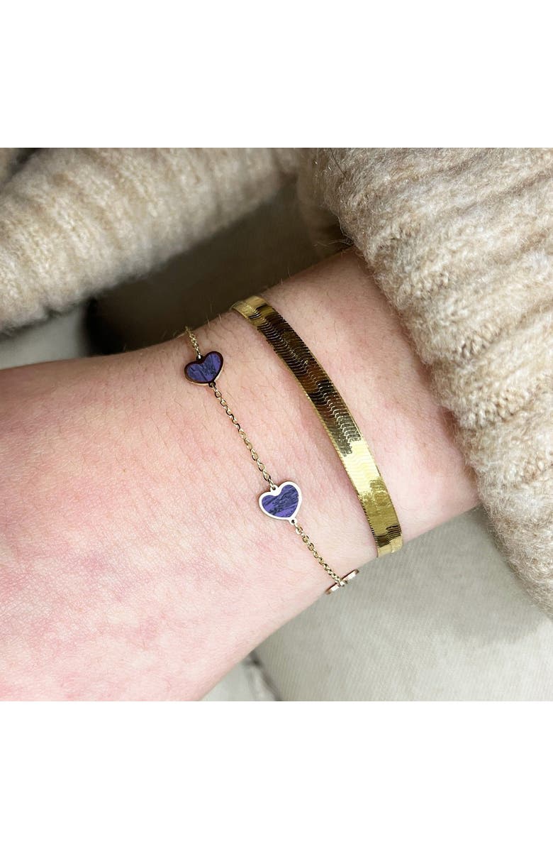 The Lovery Fine Jewelry Amethyst Heart Station Bracelet, Alternate, color, Amethyst