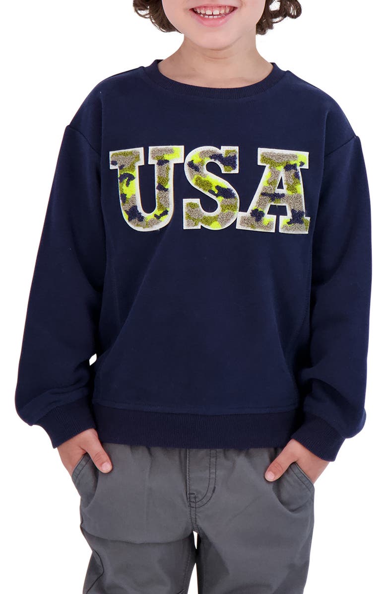 Andy & Evan Kids' Chenille USA Sweatshirt, Alternate, color, Navy Usa