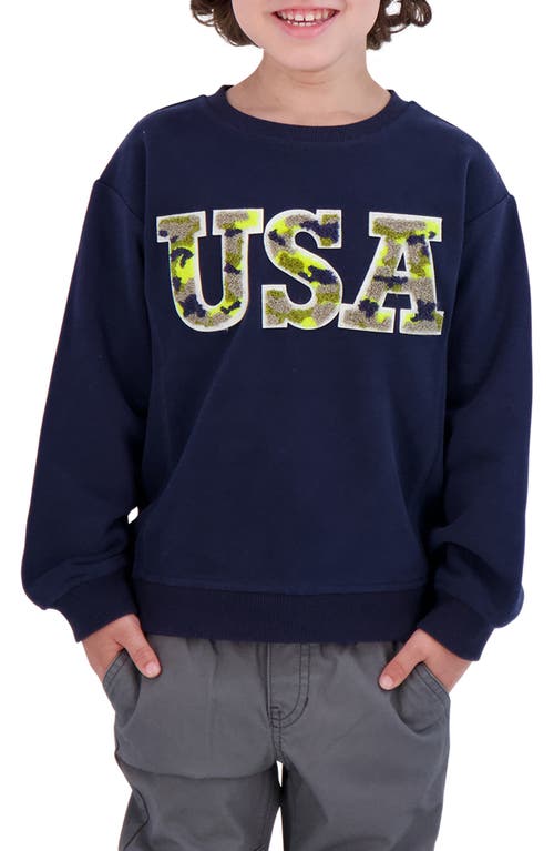 Andy & Evan Kids' Chenille Usa Sweatshirt In Blue