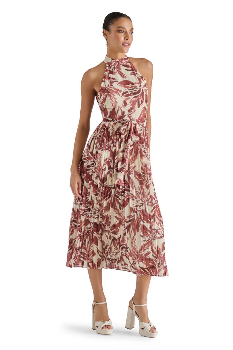 Rosemary Leaf Print Pleated Dress, Alternate, color, RIO PRINT