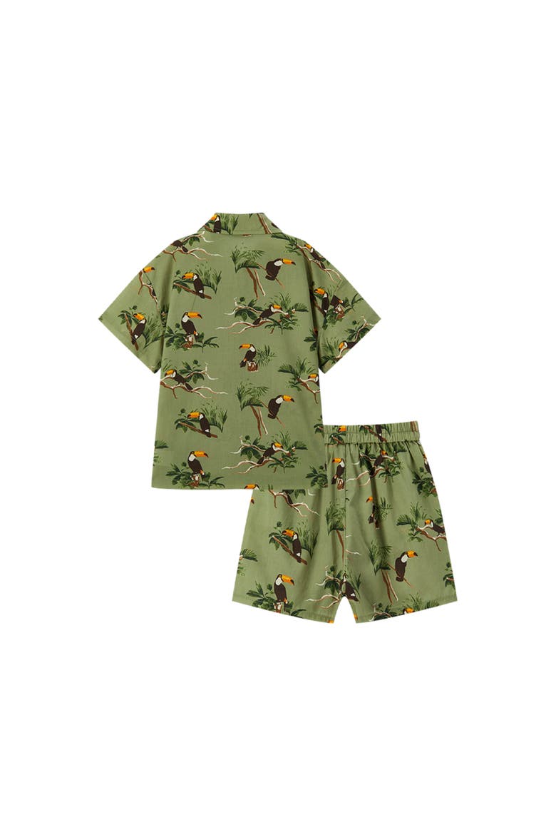 Collar Button-Up Shirt and Shorts Set, Alternate, color, Toucan
