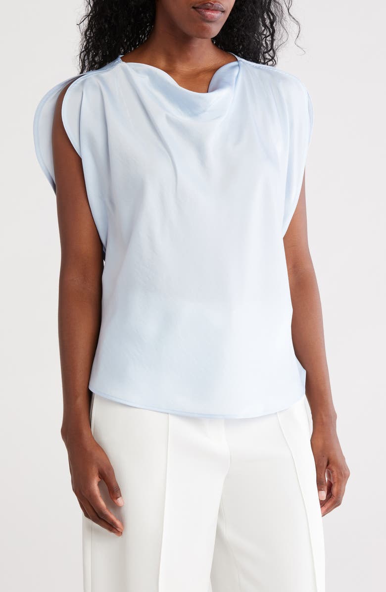 DKNY Flutter Sleeve Top, Main, color, Skyway Blue