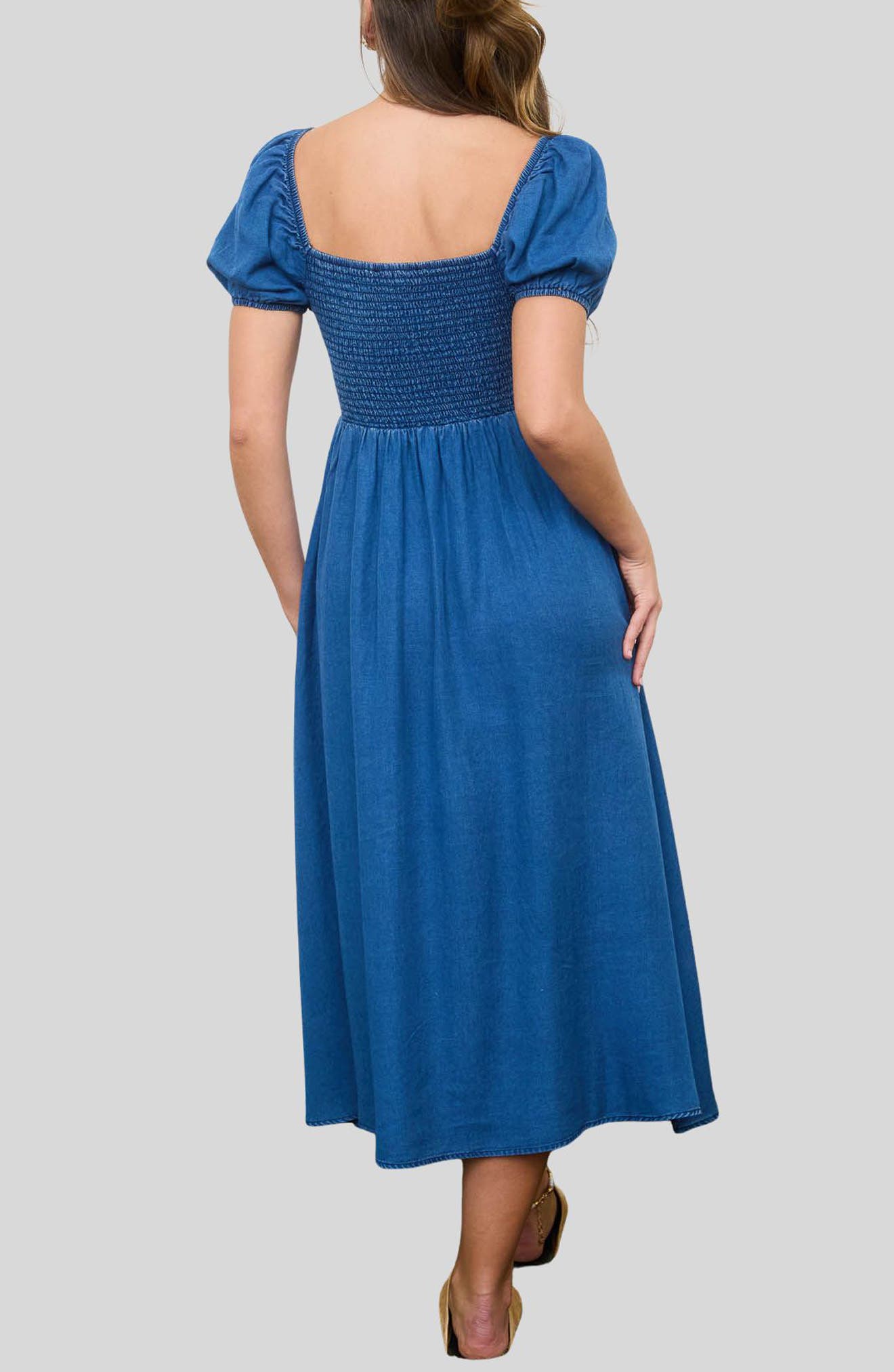 Puff Sleeve Denim Dress - image 2