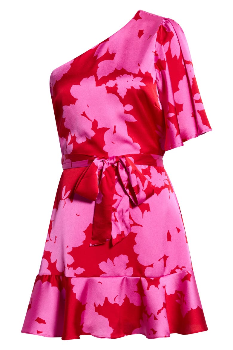 Burning Love One-Shoulder Minidress, Alternate, color, CHERRY-PINK