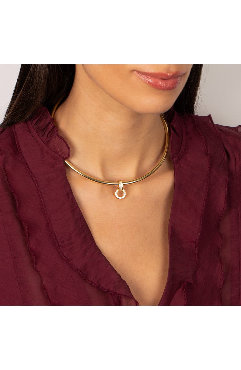 BY ADINA EDEN Minimal Pavé Charm Collar Necklace, Alternate, color, Gold