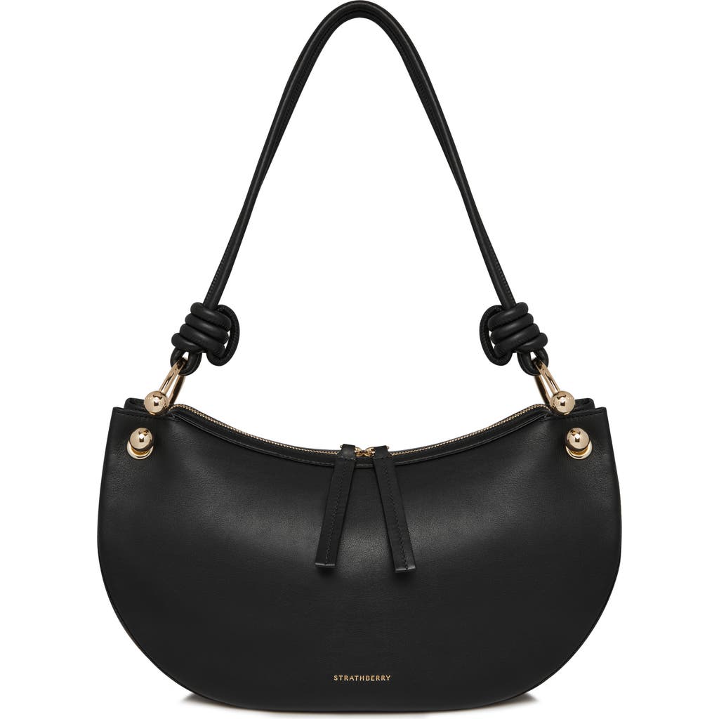 Strathberry Halo Zip Leather Shoulder Bag In Black