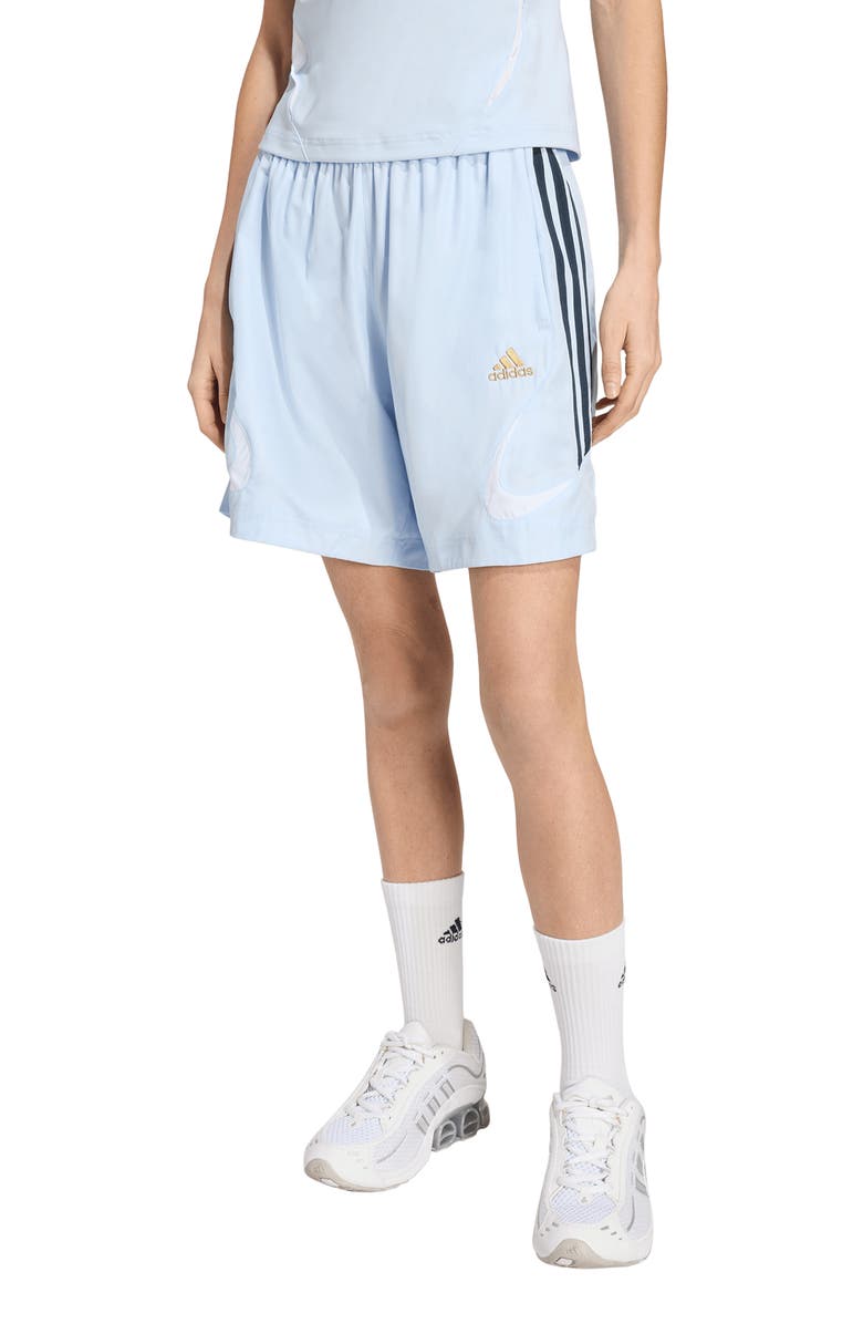 adidas Originals Teamgeist Adicolor Shorts, Main, color, Crystal Sky/ Aurora Ink/ White