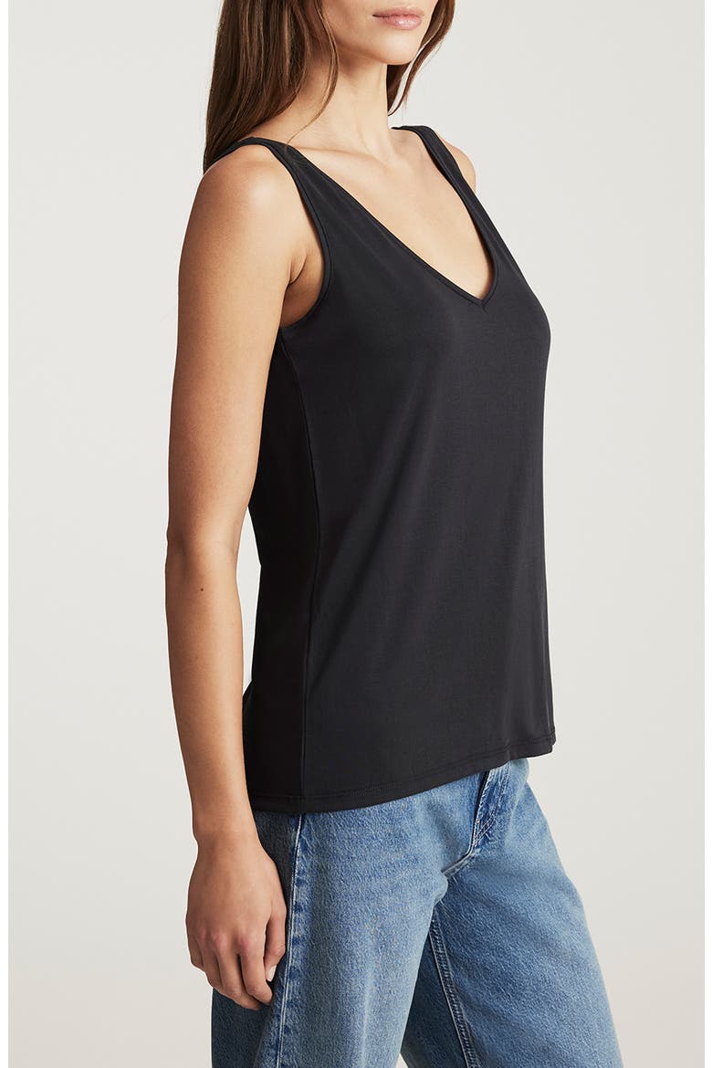 Slim Fit Lace Trim Tank, Alternate, color, BLACK