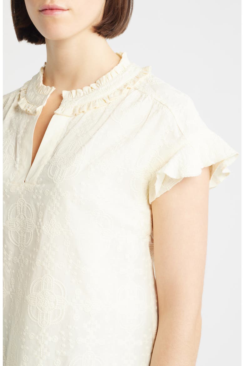 Embroidered Split Neck Top, Alternate, color, LIGHT LEMON LUSH