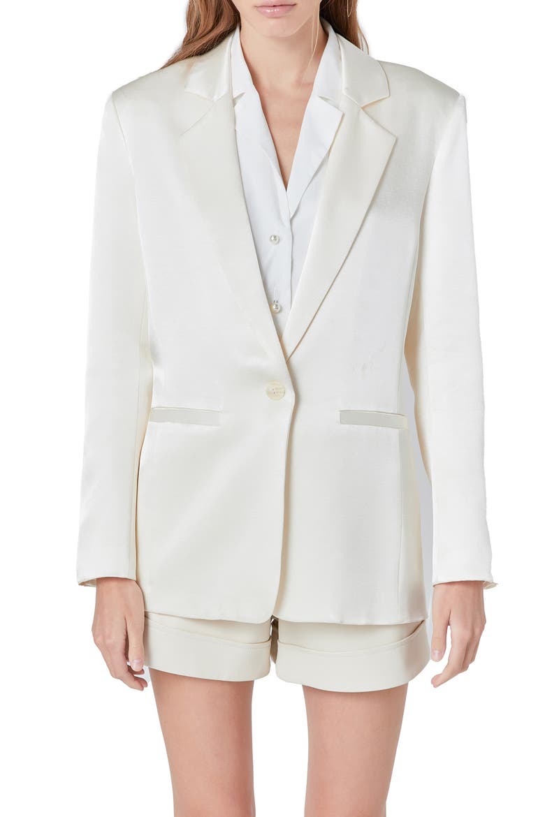 Relaxed Satin Blazer, Main, color, CHAMPAGNE