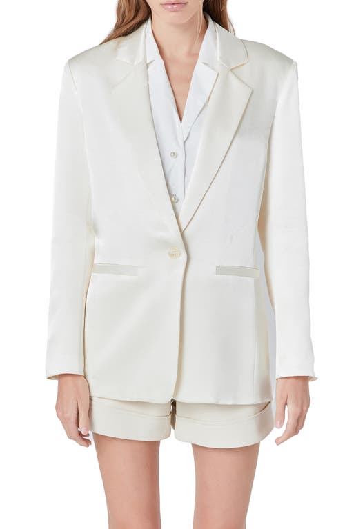 Endless Rose Relaxed Satin Blazer In Champagne