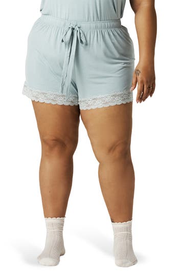 Posh Peanut Lace Pajama Shorts In Blue
