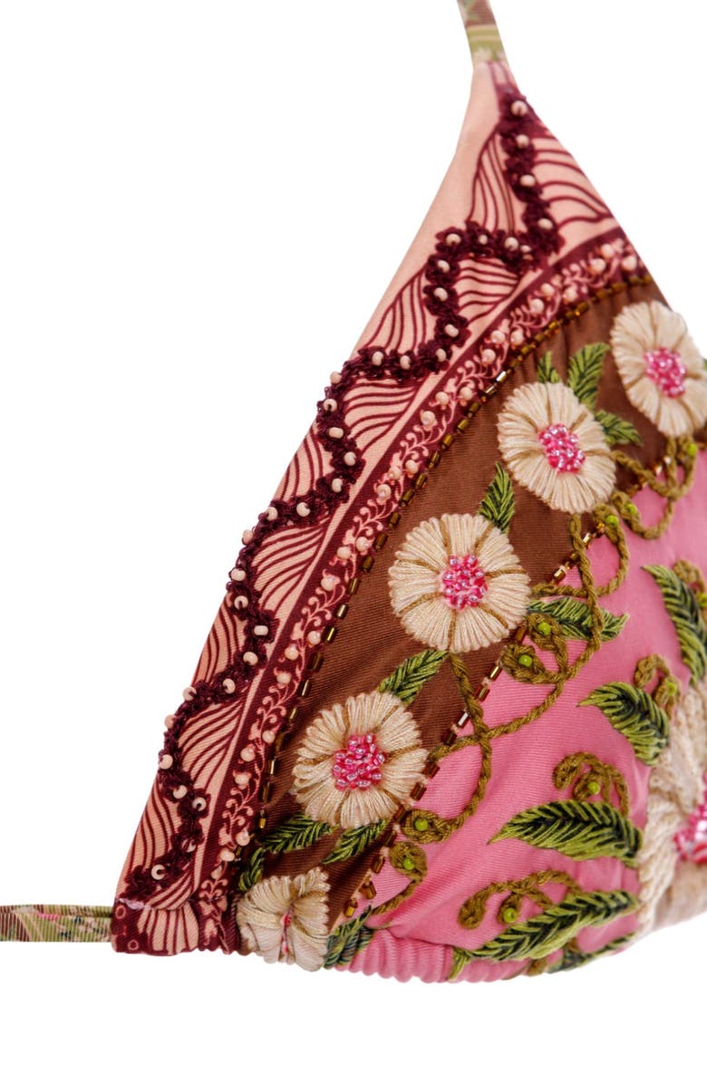 Agua Bendita Lolita Matches Embroidered Bikini Top, Alternate, color, Pink Multi
