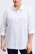Foxcroft Evelyn Non-Iron Three-Quarter Sleeve Button-Up Shirt