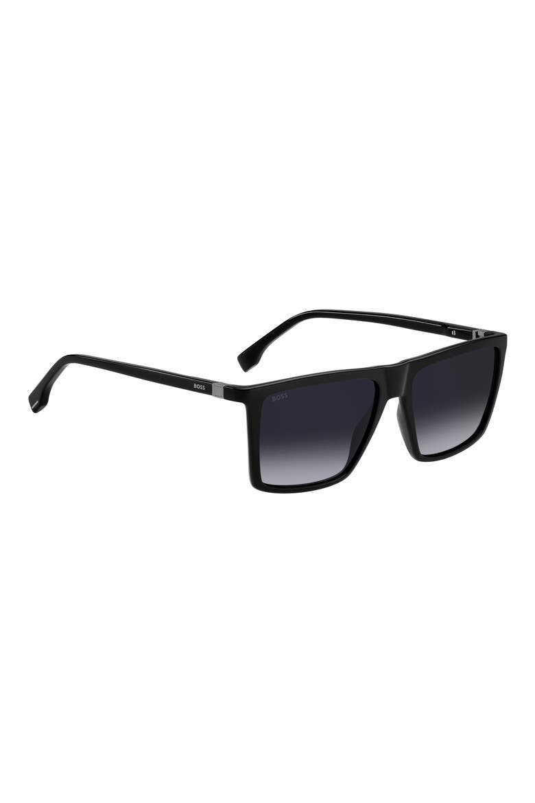 56mm Flat Top Sunglasses, Alternate, color, BLACK