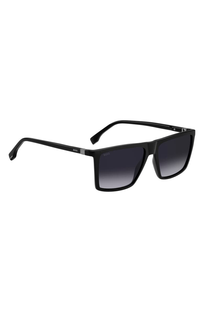 BOSS 56mm Flat Top Sunglasses, Alternate, color, Black