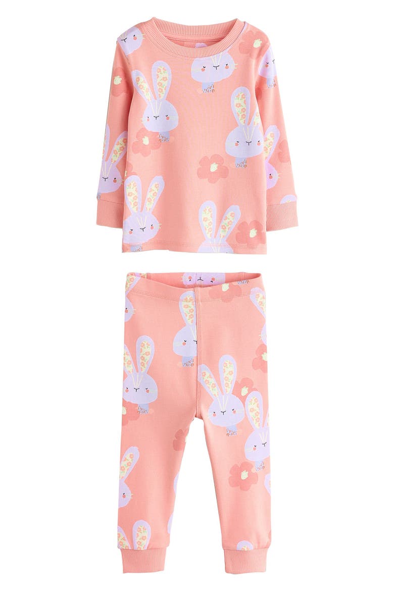 3-Pack Assorted Bunny Fitted Two-Piece Stretch Cotton Pajamas, Alternate, color, ORANGE