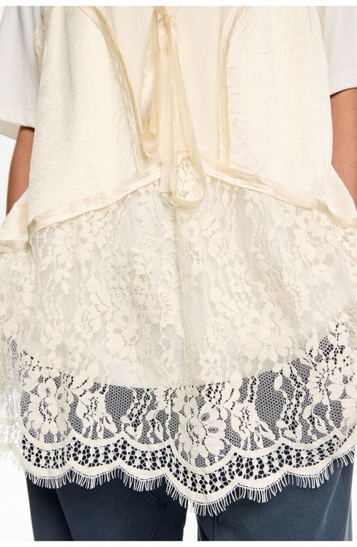 Bimba Y Lola Layer Lace T-shirt Top In Animal Print